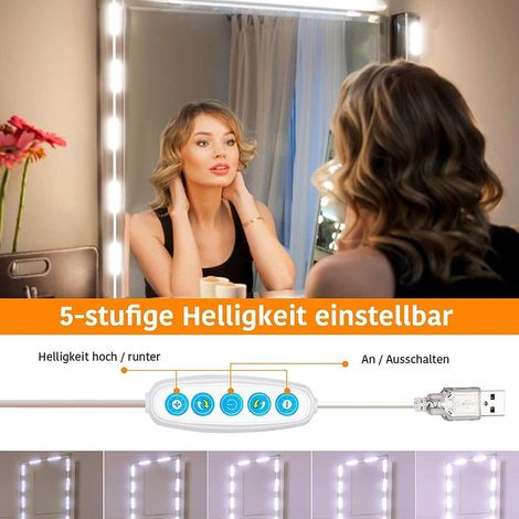 Dimmbare LED-Spiegelleuchte, 45 LEDs, DIY-Schminkbeleuchtung für den Schminktisch, USB (1/5)