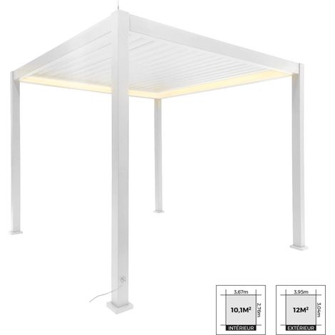 sweeek - Pergola mit motorisiertem Lamellendach und LED-Beleuchtung Triomphe 3x3m
