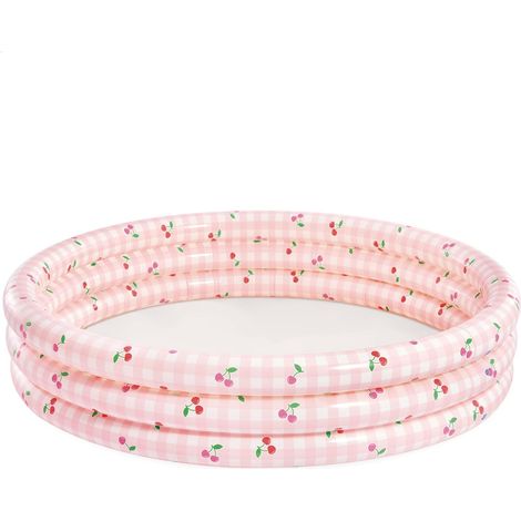 CCYKXAPiscinette Cherry,Design vichy rose et cerises 147 x 147x 33cm
