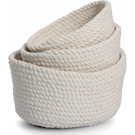 Zeller Set di cesti per la raccolta minimalista in cotone bianco