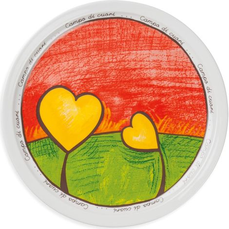 Egan Piatto Pizza Cuori porcellana smaltata rosso 30 cm (1/2)
