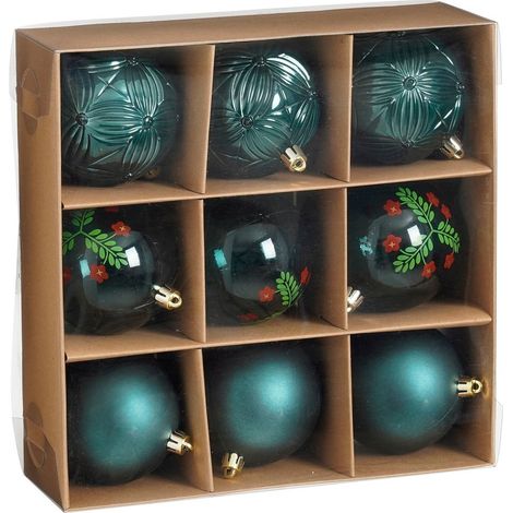 Lot de 9 Boules de Noël Vertes en Polystyrène Recyclé pour Sapin Diamètre 8 cm - PANGIVO (1/4)
