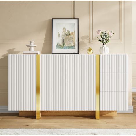 Sideboard 140x36x75 cm aus weißem MDF mit integriertem Stauraum für Esszimmer – MEUBLIV (1/5)