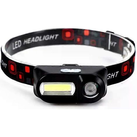 HONORNIC - Mini lampe frontale LED COB, lampe torche rechargeable USB 18650, idéale pour le camping, la randonnée et la pêche nocturne.