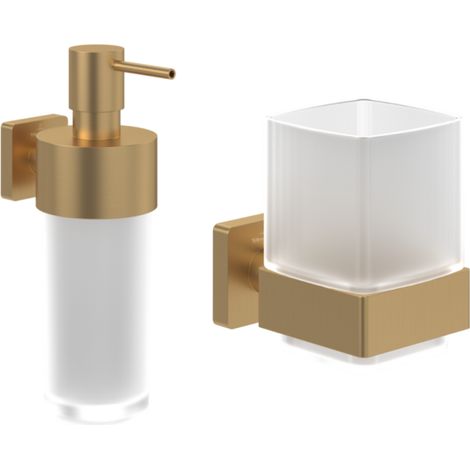 Portavasos + Dispensador de jabón VILLEROY & BOCH Elements Striking Gold cepillado