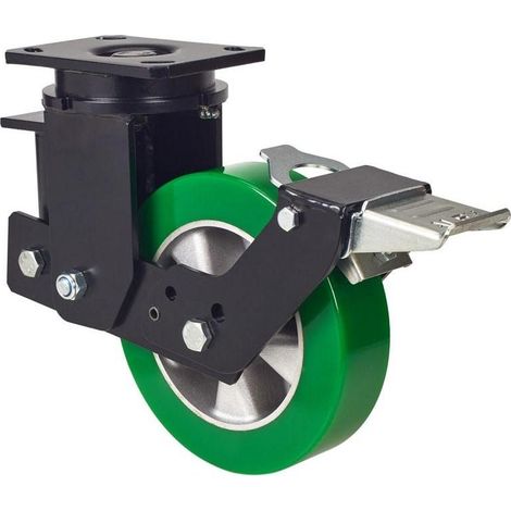 rueda giratora placa freno 10hlsbfn160-augb suspension poliur.verde eje bolas (1/2)