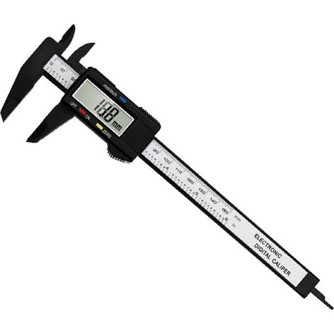 Schwarzer elektronischer Digimatic-Messschieber mit stabilem LCD-Display und klarer Ablesbarkeit, einfacher Betrieb, hohe Festigkeit, 0–150 mm (1/5)