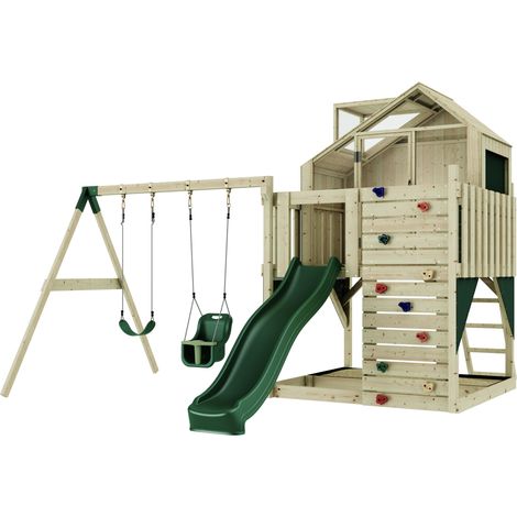 Aire de jeux PolarPlay Lasse Vert 414 x 399 cm Balançoire bébé