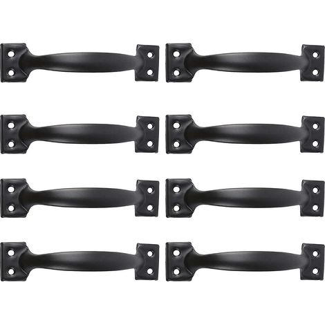 Ensemble de 8 poignées de porte de grange rustiques noires - 6 poignées de tirage vintage pour placards de cuisine, tiroirs, armoires - Convient aux clôtures en bois (Noir, 6) (1/5)