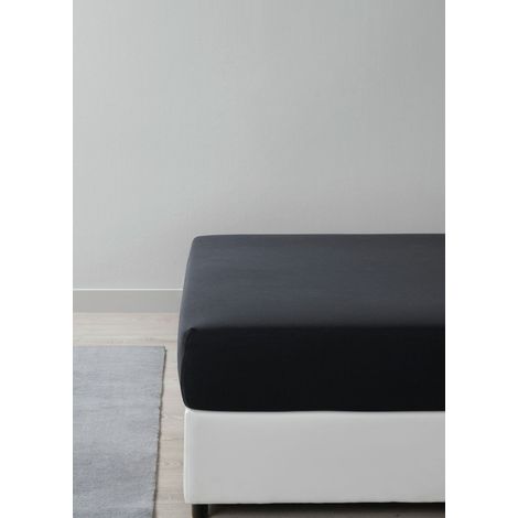 Mömax Spannbetttuch Basic Schwarz ca. 180-200x200cm (1/4)