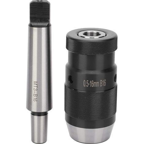 Mandrin sans clé MK3-B16 - 1 pièce - Acier trempé - Serrage rapide 0,5-16mm - Perceuse colonne fraiseuse tour - Noir