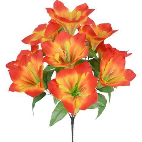 Bouquet de fleurs artificielles rouge coucher de soleil, tête de fleur de 15 cm, hauteur de 48 cm, décoration intérieure (1/5)