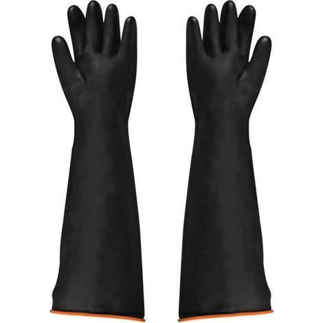 Gants en latex noir, 1 paire, 55 cm, résistant aux acides/alcalis/travail de sécurité industrielle, gants de protection (1/4)
