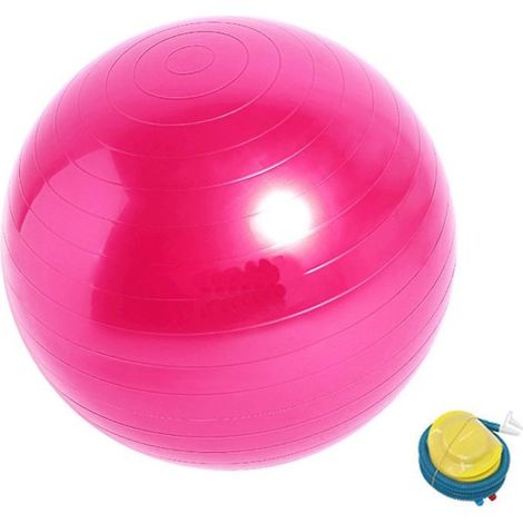 Ballon de yoga rose 75 cm avec pompe, boule d'équilibre pour fitness et rééducation, stabilisateur de posture, accessoire de gymnastique à domicile, lot complet pour exercices de stabilité (1/5)