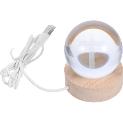 Veilleuse Boule De Cristal Avec Motif Croix Lampe Sphérique Pour Chambre Et Bureau Décoration Intérieure (1/5)