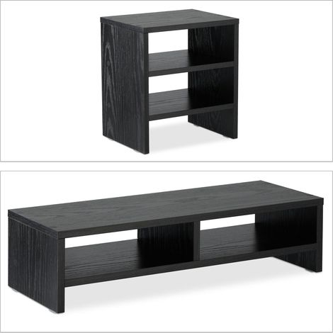 Supporto per computer con organizer da scrivania ergonomico 70 x 25 x 10 cm in legno nero 130011692