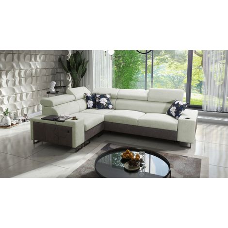Luxuriöses Ecksofa mit Schlaffunktion MELODY II, für jede Einrichtung Tauro/Freya Graphit/Hellgrün L (1/5)