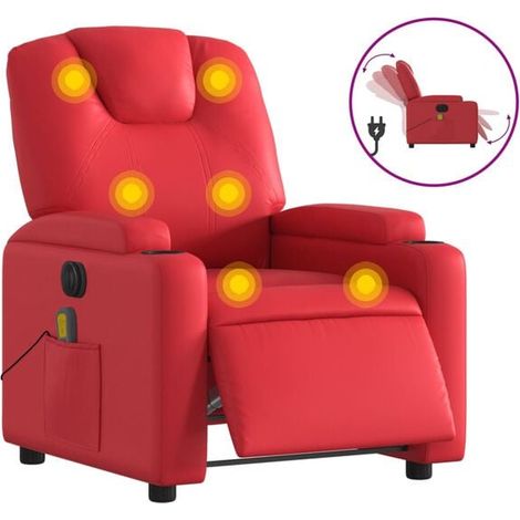 Fauteuil inclinable de massage électrique en similicuir rouge (1/5)
