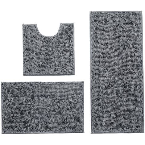 Lot de 3 Tapis de Bain Antidérapants - Microfibre Absorbante et Lavable - 40x60 + 50x50 + 50x80 cm (1/3)