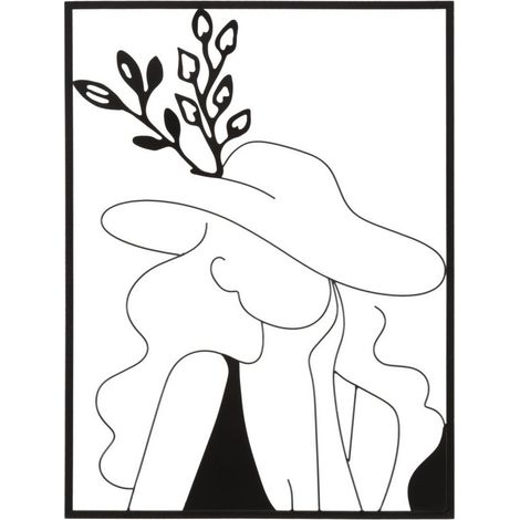 Décoration Murale Encadrée en Métal "Elegant" 80cm Noir (1/5)
