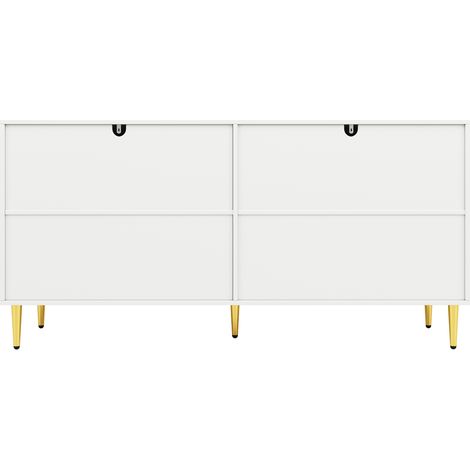 Aparador blanco de MDF 152 x 40 x 75 cm con diseño ondulado y detalles dorados (1/5)