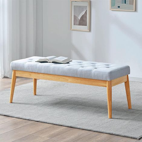 Cassapanca Pouf Ottomana Grigio Ingresso Panca Imbottitura Alta Densità 108x41cm (1/5)