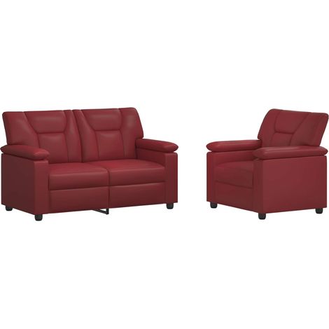 Set di divani 2 pcs Rosso Vino Similpelle vidaXL (1/5)
