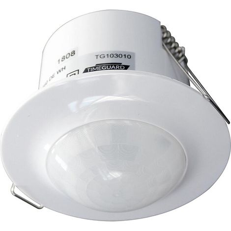 Détecteur de mouvement 360° encastré – Couverture 6m – Temporisation réglable 3s à 18min – IP40 pour montage plafond – Timeguard