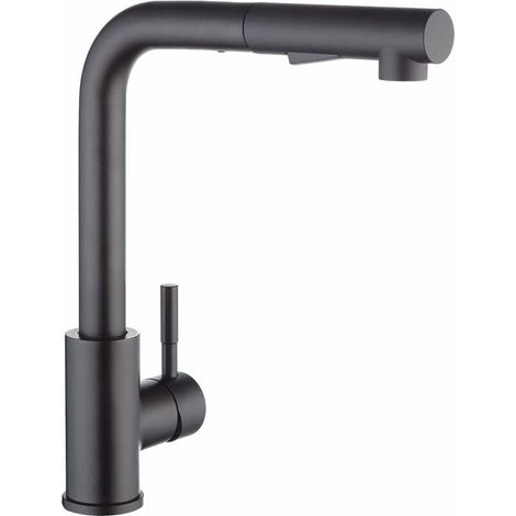 Robinet Cuisine Douchette Noir, Mitigeur Cuisine avec Douchette Extractible, Robinetterie de Cuisine Brossé Inox 304, Mitigeur Evier Rotatif à 360°, Robinet Evier 2 Jets（Noir Mat）-LIAIKI (1/5)