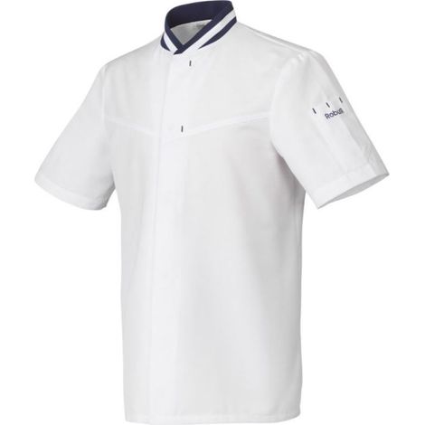 Veste de cuisine mixte manches courtes col officier Robur HYLO Blanc XS. (1/2)