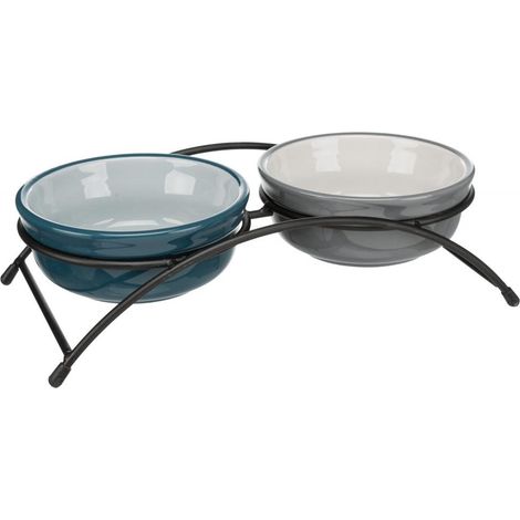 Set gamelle, en céramique/métal 2 × 0,25 L/ø 13 cm/27 × 8 × 13 cm, pétrole/pétrole clair/gris/gris clair (1/5)