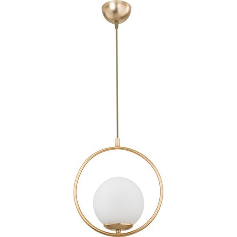 AuroraLux Pendelleuchte E27 Gold D26x75cm - Geometrische Metall-Glas Leuchte Für Elegantes Raumambiente (1/5)