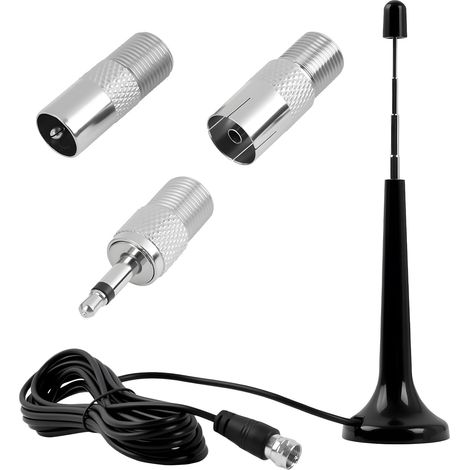 Antenne Radio FM Dab Intérieur 75 Ohm Base Magnétique 3 m, Antenne Voiture Antenne d’intérieur avec Tige Télescopique, Base Magnétique et Câble de Rallonge de, Antenne FM d’intérieur (1/5)