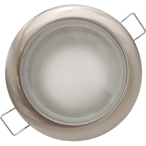 Portafaretto Tondo Impermeabile Argento nickel incasso cartongesso IP44 bagno per lampadine led GU10 MR16 (1/4)