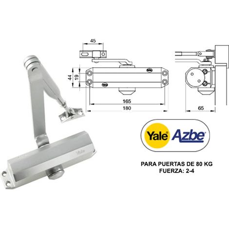 yale azbe cierrapuerta 3500 fuerza 2-4 plata s-reten 3500-000160