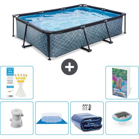 Exit Pool Rechteckig - Steinoptik - 300x200x65 cm - 7-teilig S272