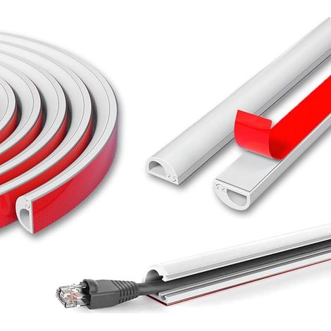 Goulotte Passe-Câble Blanc – Goulotte Demi-Ronde Flexible pour Mur, Sol, Plinthe, Cache Câble TV et Électrique – Protection des Fils en PVC Souple (1/5)