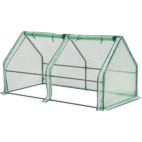 Cornice per finestra da giardino Nissewaard con 2 finestre in acciaio e polietilene 180 x 90 x 90 cm verde 030008269