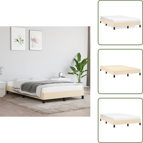 The Living Store Bettgestell ohne Matratze Creme 120x190 cm Stoff - Matratze (1/5)