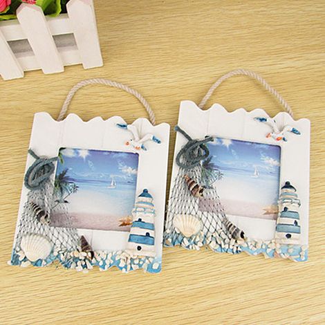 Cadre photo suspendu de style méditerranéen de 15 cm (6 pouces), en bois, artisanat, cadeau, décoration intérieure (1/4)