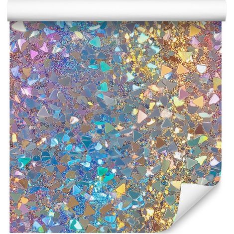 Papier peint à paillettes irisées bleues et beiges pour le salon et la chambre 50x1000 cm (1/5)
