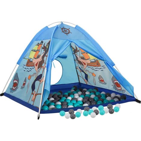 Tente enfant et Tunnel, Tente à Balles, avec 250 balles Bleu 120x120x90 cm OIB6326E (1/5)