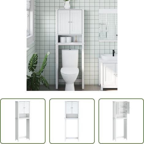 Badezimmerregal - Toilettenschrank BERG Weiß 60x27x164,5 cm Massivholz (1/5)