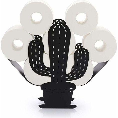 Support de Rouleau de Papier Toilette Porte-Papier en métal Stockage de Papier en Forme de Cactus pour Salle de Bain (Noir) (1/5)