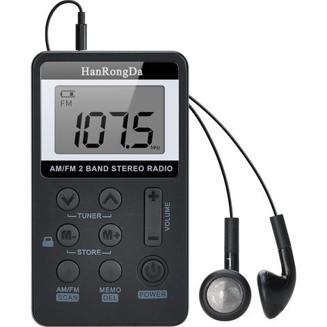 CCYKXA Portable Pocket Radio Mini Personal AM FM Receiver with Rechargeable Battery and Earphones, Suitable for Running, Hiking, Camping, Traveling