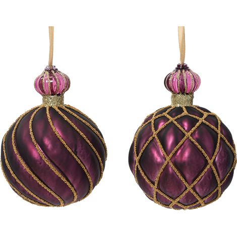 Bola de vidrio pintada 8x10.5 cm malva oscuro.