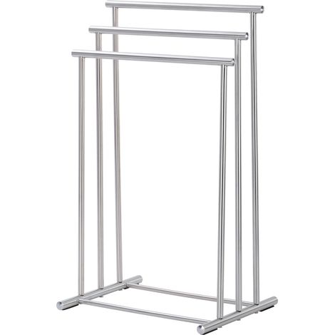 Wenko – Porte-serviettes sur pied 3 barres en acier inoxydable satiné – Barres en gradin pour grand espace d'étendage – Dimensions 50x37x76 cm (1/4)