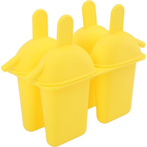 Moule à glace en silicone pratique et portable, avec 50 bâtonnets pour faire des glaces maison (jaune).