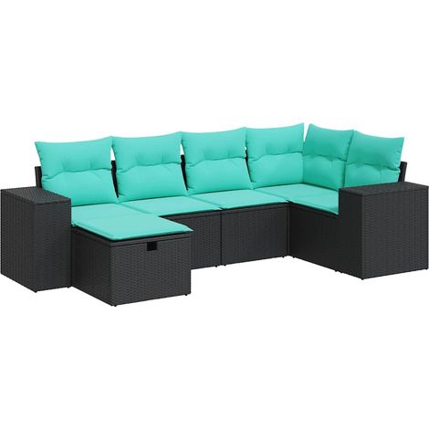 Maison Exclusive - Set Divano da Giardino 6 pz con Cuscini Nero in Polyrattan (1/5)