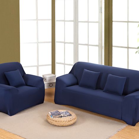 Housse de canapé élastique anti-poussière avec coussin protecteur (pour causeuse) (1/5)